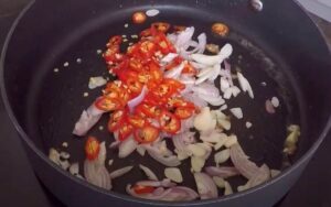 Cooking Chilies Shallots and Garlic