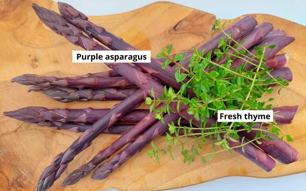 Raw Purple Asparagus and Fresh Thyme