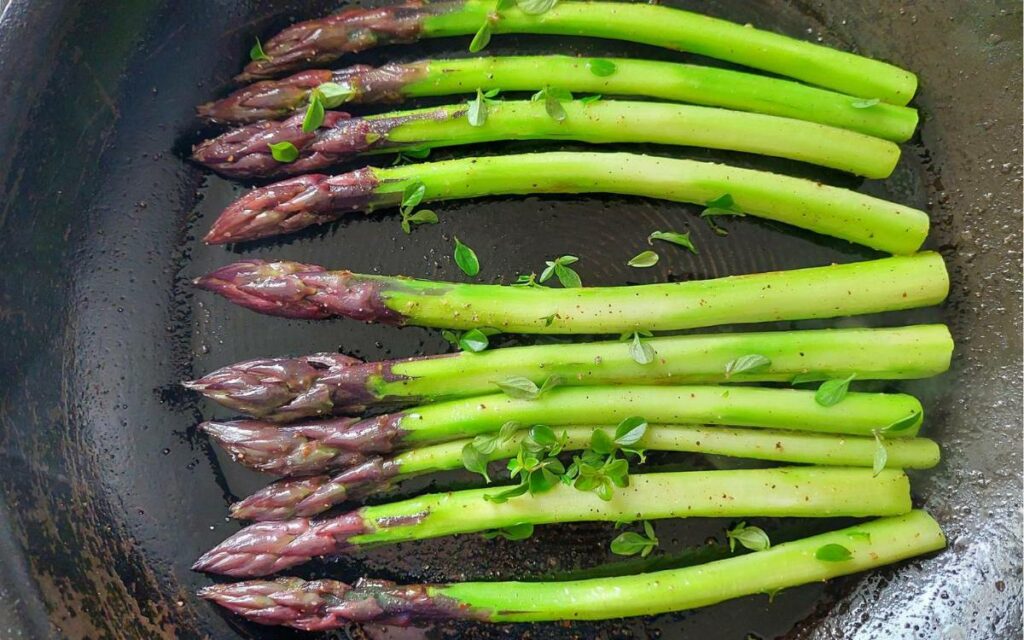 Sautéing Purple Asparagus
