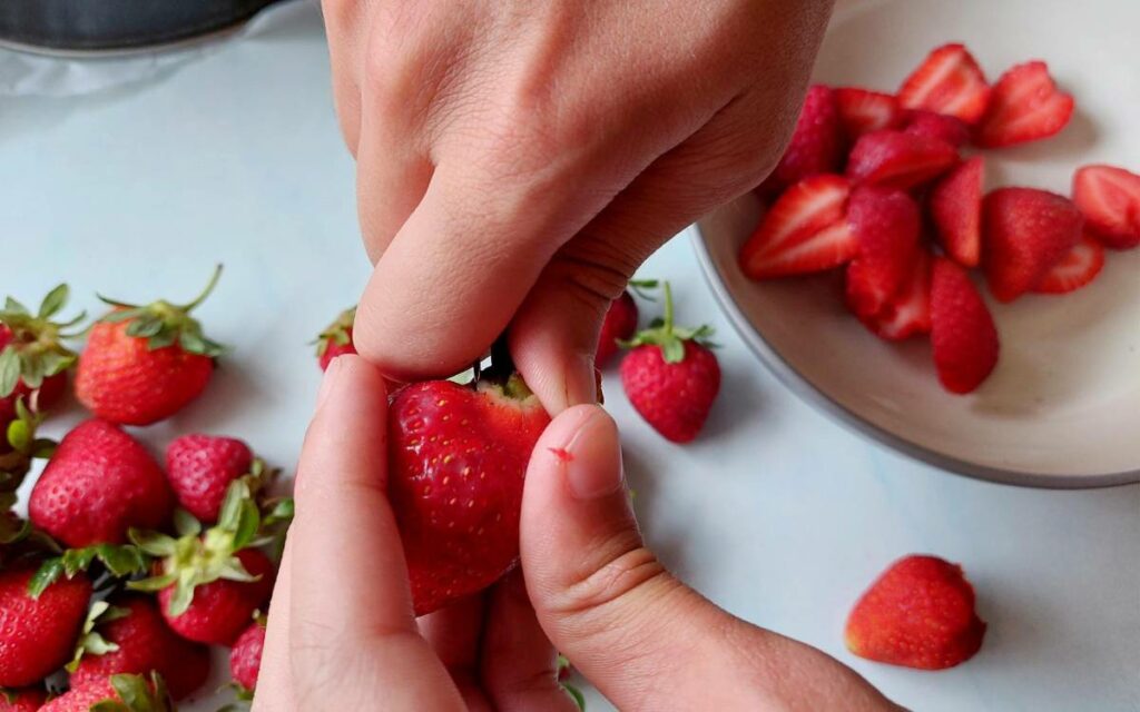 Hulling Fresh Strawberries