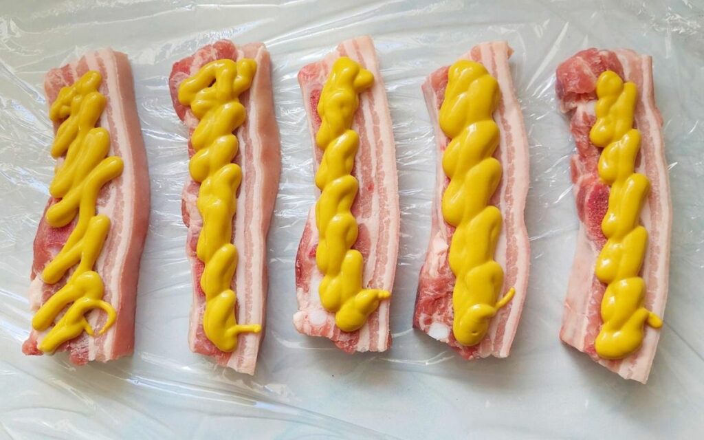 Pork Belly Slices With Yellow Mustard