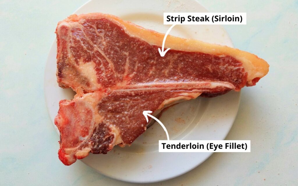 T-Bone with Its Strip Steak and Tenderloin