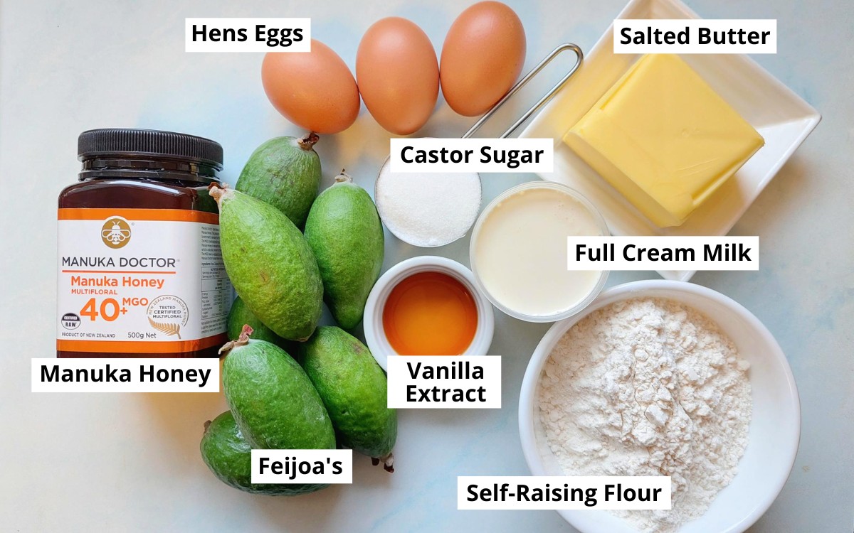 Ingredients for our Feijoa Loaf Recipe