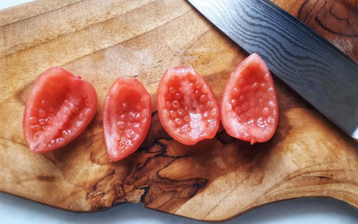 Quartered Tomatoes with Seeds Removed