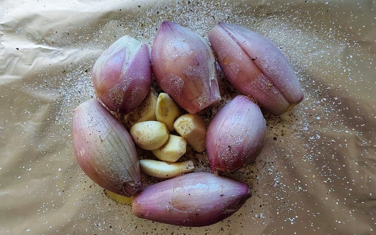 Slow Roasted Shallots and Garlic