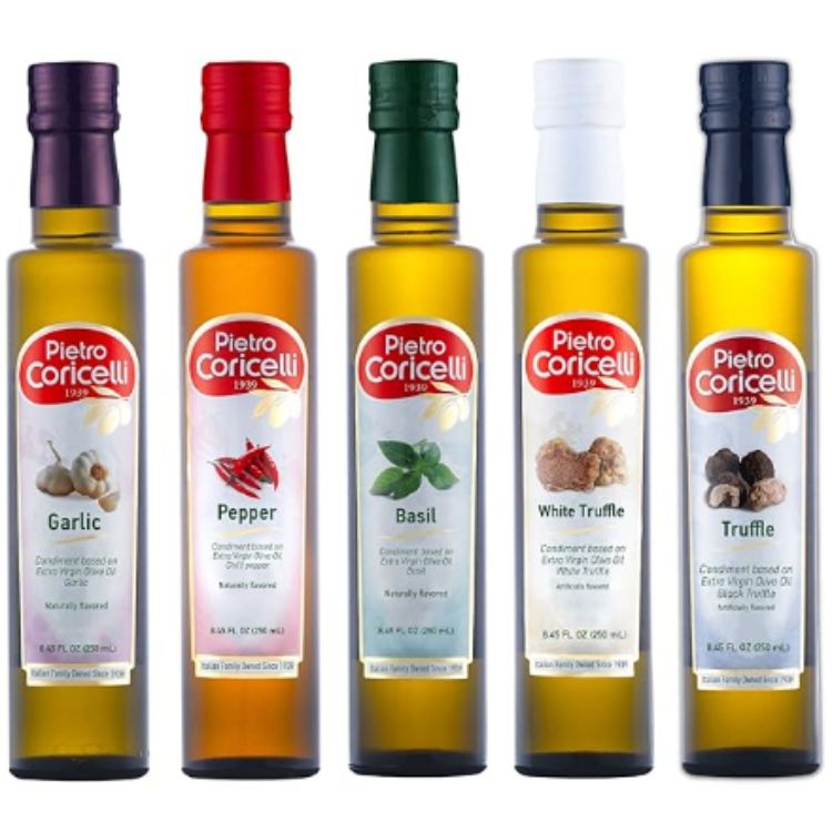 5 Count Flavored Olive Oil Bundle - Red Pepper, Basil, Garlic, White Truffle, & Black Truffle