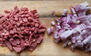 Diced Corned Beef and Red Onions