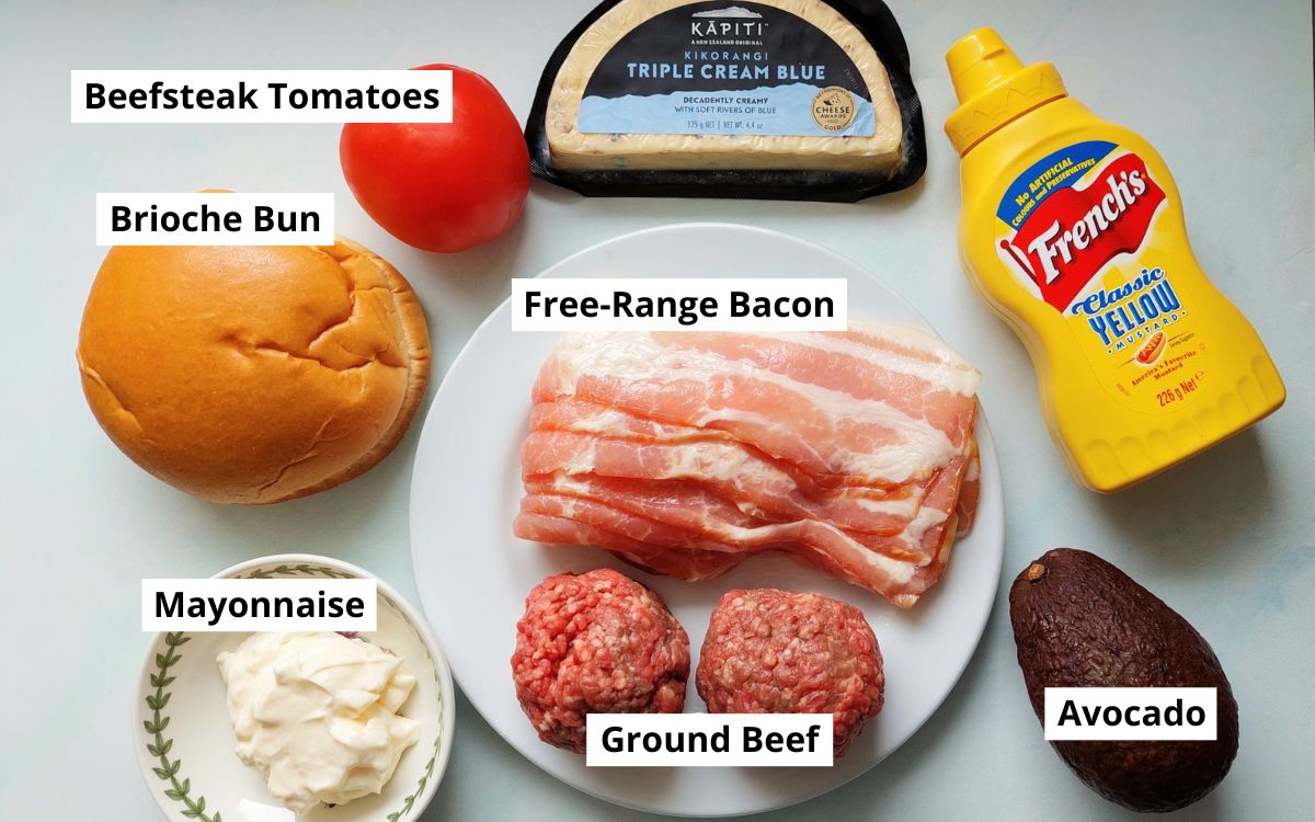 Beef and Bacon Burger Ingredients